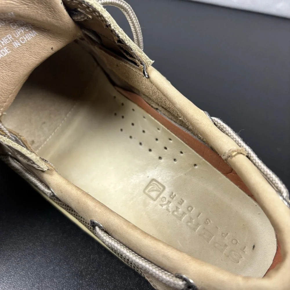 SPERRY Top Sider Men's Billfish 3 Eye Boat Shoes TAN/BEIGE 0799023 Size 9.5M
